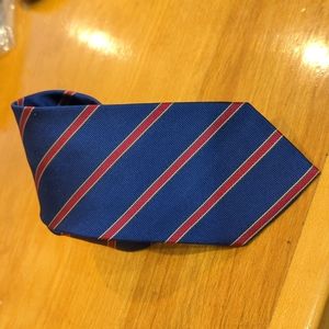 Lands End Navy Red Yellow Striped Silk Tie